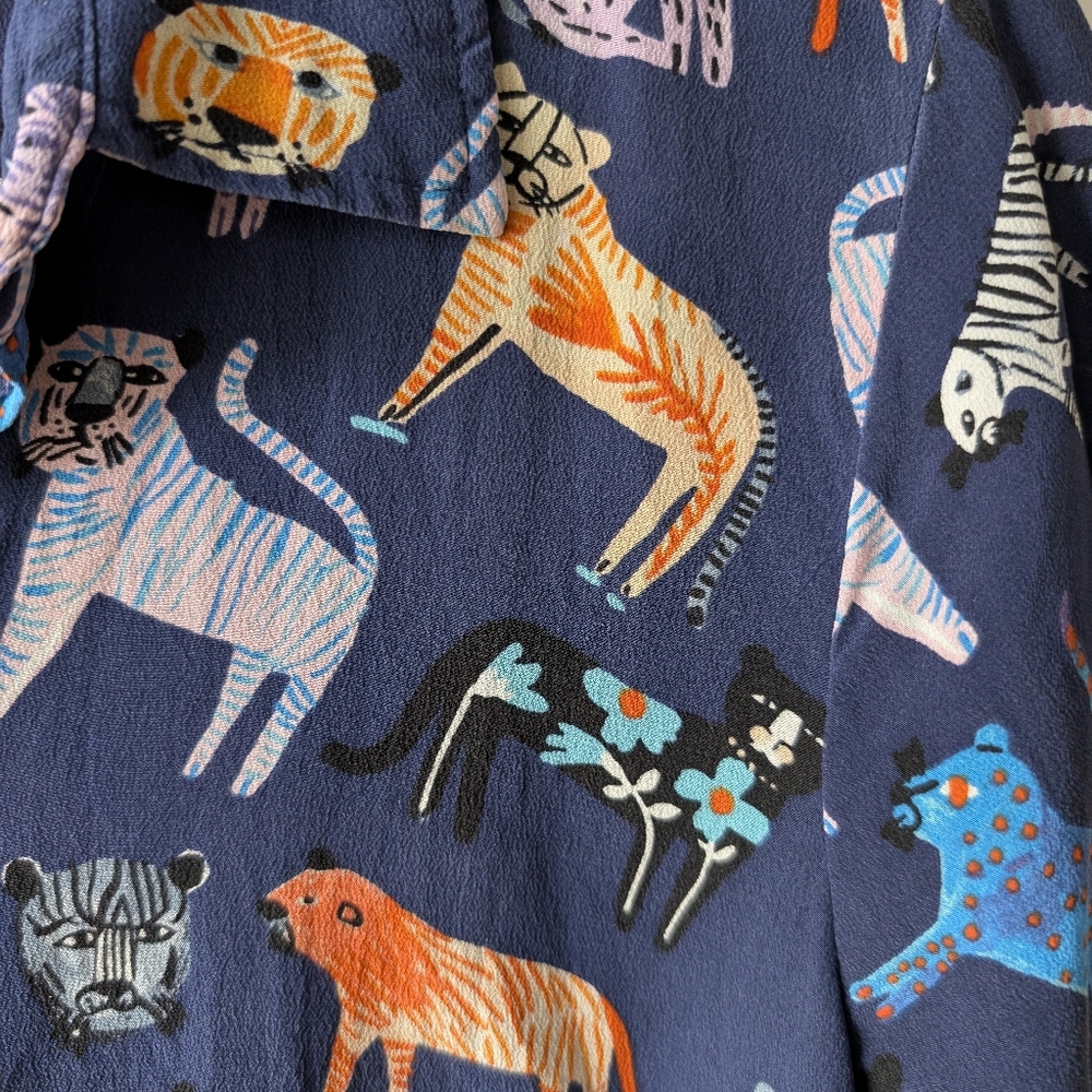 NWOT Carolyn Gavin Jungle Cat Print Tiger Leopard Top 6 - Picture 10 of 14